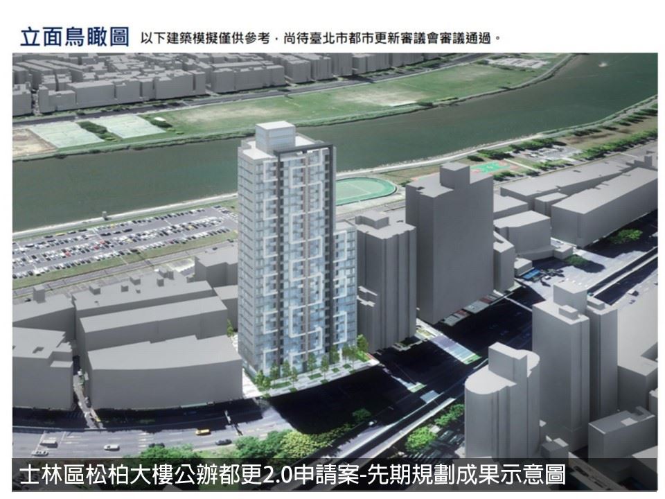 公辦都更2.0首案-士林區松柏大樓先期規劃示意圖