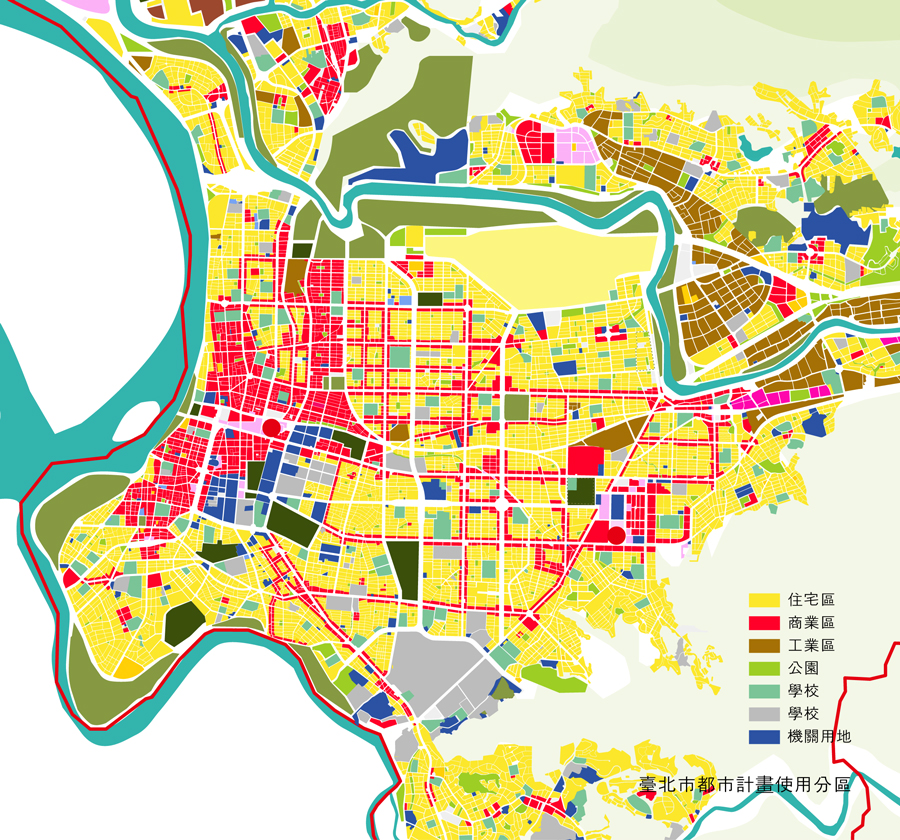 （市中心區大公園不多，主要是眾多的社區小公園。繞在市區外的河灘地和較低的山丘，是市民常用的開放空間。）