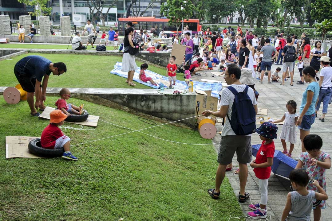 (新加坡國家博物館外的快閃冒險遊戲場。攝影:卓冠齊)